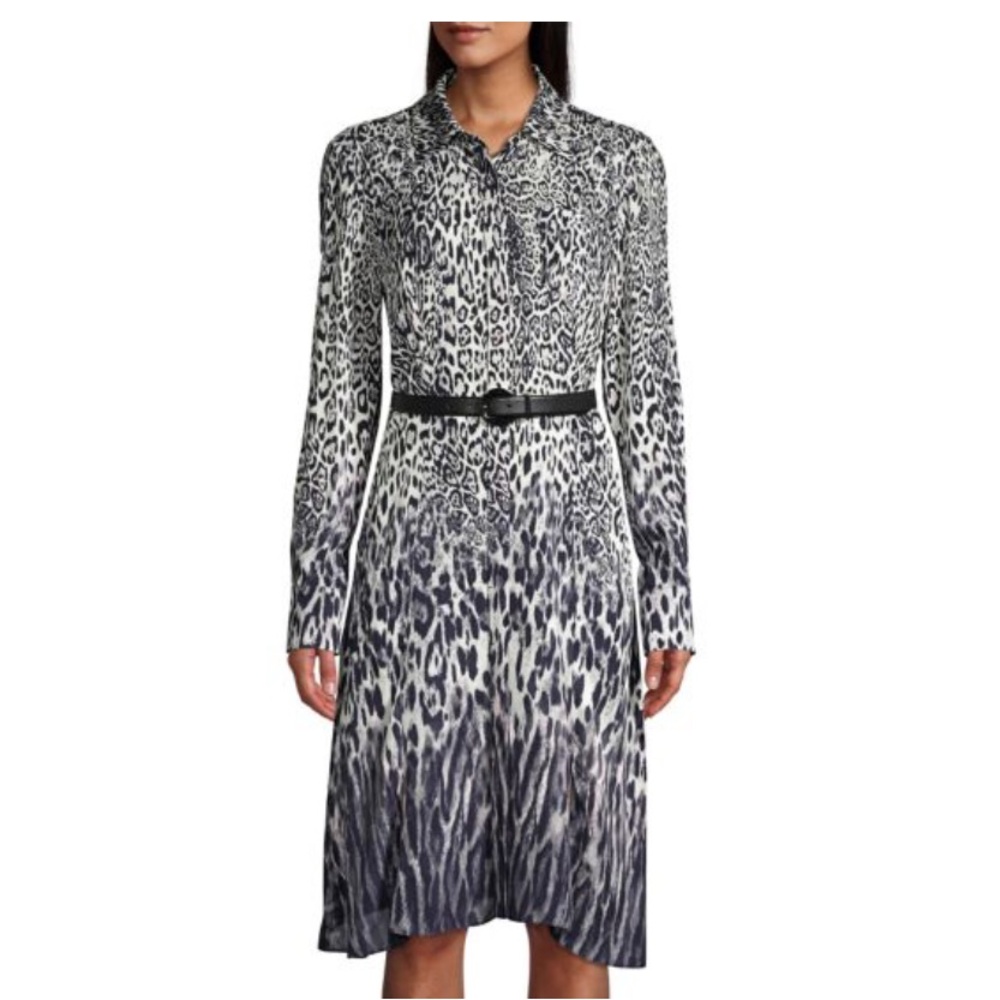 Elie Tahari Aisha Ombré Animal Print Long‎ Sleeve Dress